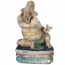 Statue Ganesh Bois Divinité Inde Dieu Eléphant Sculpture