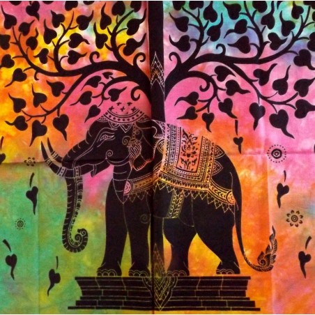 Tenture Tree Elephant Life India Craft Batik Decoración de pared