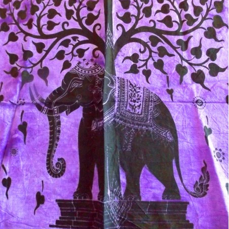Tenture Tree Elephant Life India Craft Batik Wall Decoration