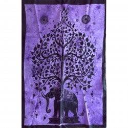 Tenture Arbre Vie Éléphant Inde Artisanat Batik Décoration Murale Nappe