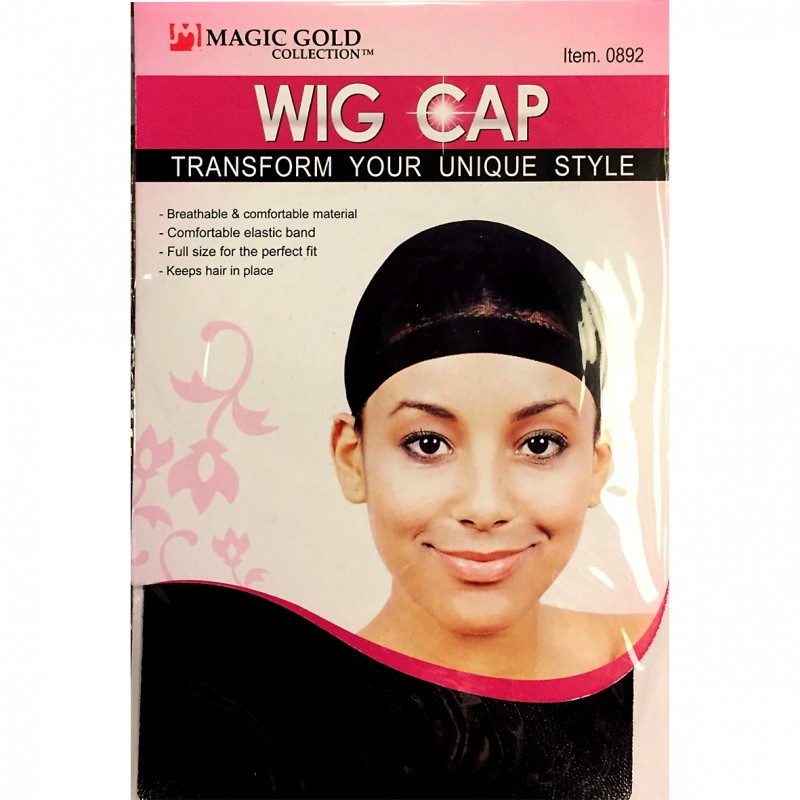 Cap with elastic band for holding hairstyles and wigs.