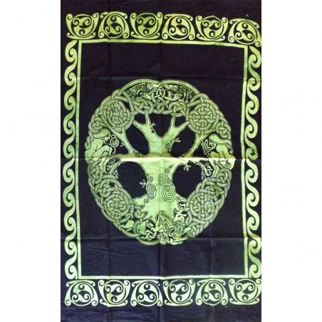 Tenture Tree Life Symbol Green Male Woman Batik Indian India Wall Decoration