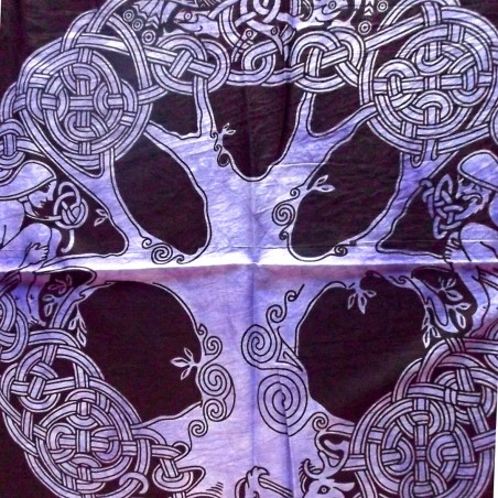 Tenture Tree Life Symbol Violet Male Woman Batik Indian India Decorazione murale