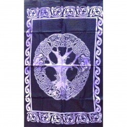 Tenture Arbre Vie Symbole Violet Homme Femme Batik Indien Inde Decoration Murale