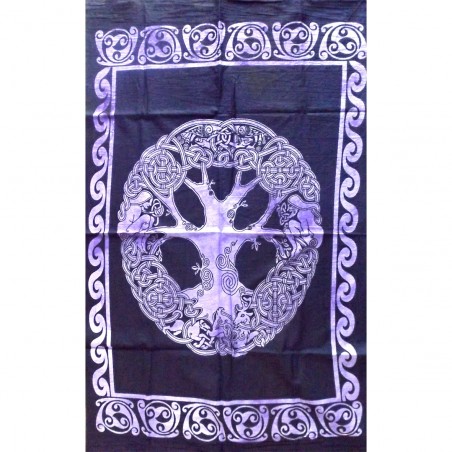 Tenture Tree Life Symbol Violet Male Woman Batik Indian India Decorazione murale