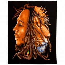 Tenture Batik Bob Marley Lion Reggae Music Ragga Mural Fabric