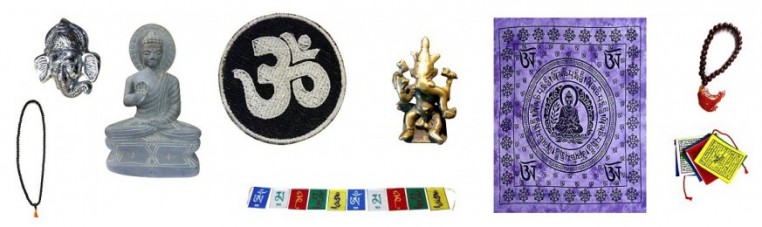 Spiritual objects of the Buddhist or Hindu religion.