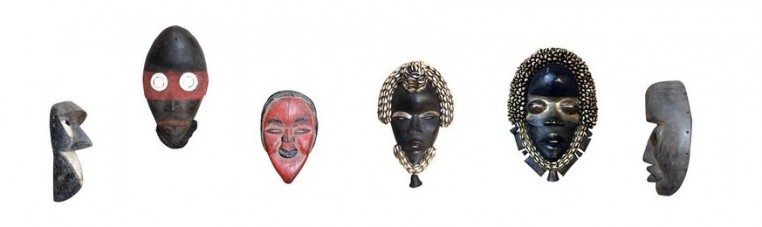 Masks of the Dan ethnic group, of Cote d'Ivoire, of the man region.