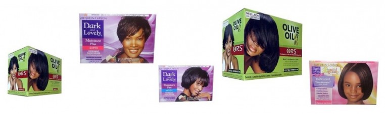 An afro or mixed-race hair relaxer box.