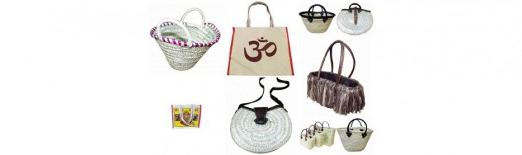 Paniers, sacs , cabas, sacoches, du Maroc, d'Inde ou d'autres pays, pour faire ses courses ou se promener.